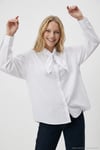 Pamuklu Relaxed Fit Fiyonk Detaylı Yaka Kadın Gömlek 6925407 BEYAZ