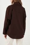 Pamuklu Relaxed Fit Fiyonk Detaylı Yaka Kadın Gömlek 6925407 KAHVE