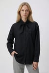 Pamuklu Relaxed Fit Fiyonk Detaylı Yaka Kadın Gömlek 6925407 SİYAH