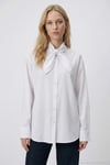 Pamuklu Relaxed Fit Fiyonk Detaylı Yaka Kadın Gömlek 6925407 BEYAZ