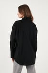 Pamuklu Relaxed Fit Fiyonk Detaylı Yaka Kadın Gömlek 6925407 SİYAH