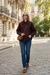 Pamuklu Relaxed Fit Fiyonk Detaylı Yaka Kadın Gömlek 6925407 MÜRDÜM