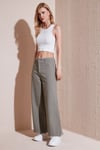 Pamuklu Relaxed Fit Geniş Paça Kadın Pantolon 668YP5237 AÇIK HAKİ