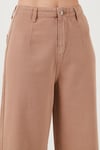 Pamuklu Relaxed Fit Geniş Paça Kadın Pantolon 668YP5237 CAMEL