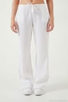 Pamuklu Relaxed Fit Geniş Paça Müslin Kadın Pantolon 668YP5502 BEYAZ
