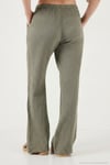 Pamuklu Relaxed Fit Geniş Paça Müslin Kadın Pantolon 668YP5502 AÇIK HAKİ