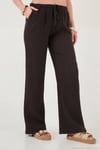 Pamuklu Relaxed Fit Geniş Paça Müslin Kadın Pantolon 668YP5502 Acı Kahve