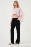 Pamuklu Relaxed Fit Geniş Paça Müslin Kadın Pantolon 668YP5502 SİYAH