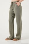 Pamuklu Relaxed Fit Geniş Paça Müslin Kadın Pantolon 668YP5502 AÇIK HAKİ