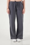 Pamuklu Relaxed Fit Geniş Paça Müslin Kadın Pantolon 668YP5502 ANTRASİT