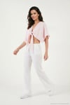 Pamuklu Relaxed Fit Geniş Paça Müslin Kadın Pantolon 668YP5502 BEYAZ