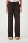 Pamuklu Relaxed Fit Geniş Paça Müslin Kadın Pantolon 668YP5502 Acı Kahve