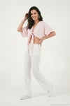 Pamuklu Relaxed Fit Geniş Paça Müslin Kadın Pantolon 668YP5502 BEYAZ