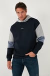 Pamuklu Relaxed Fit Kapüşonlu İçi Tüylü Yumuşak Şardonlu Erkek Sweat 5905299 KOYU LACİVERT