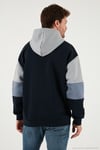 Pamuklu Relaxed Fit Kapüşonlu İçi Tüylü Yumuşak Şardonlu 2' li Paket Erkek Sweat 5905299S2 Açık Haki-Koyu Lacivert
