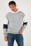 Pamuklu Relaxed Fit Kapüşonlu İçi Tüylü Yumuşak Şardonlu Erkek Sweat 5905299 GRİ MELANJ