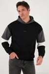 Pamuklu Relaxed Fit Kapüşonlu İçi Tüylü Yumuşak Şardonlu Erkek Sweat 5905299 SİYAH
