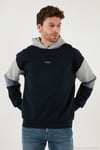 Pamuklu Relaxed Fit Kapüşonlu İçi Tüylü Yumuşak Şardonlu 2' li Paket Erkek Sweat 5905299S2 Ekru-Koyu Lacivert