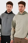 Pamuklu Relaxed Fit Kapüşonlu İçi Tüylü Yumuşak Şardonlu 2' li Paket Erkek Sweat 5905299S2 Taş-Açık Haki