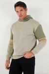 Pamuklu Relaxed Fit Kapüşonlu İçi Tüylü Yumuşak Şardonlu Erkek Sweat 5905299 TAŞ