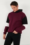 Pamuklu Relaxed Fit Kapüşonlu İçi Tüylü Yumuşak Şardonlu Erkek Sweat 5905299 VİŞNE