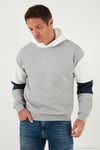 Pamuklu Relaxed Fit Kapüşonlu İçi Tüylü Yumuşak Şardonlu Erkek Sweat 5905299 GRİ MELANJ