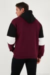 Pamuklu Relaxed Fit Kapüşonlu İçi Tüylü Yumuşak Şardonlu Erkek Sweat 5905299 VİŞNE