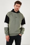Pamuklu Relaxed Fit Kapüşonlu İçi Tüylü Yumuşak Şardonlu 2' li Paket Erkek Sweat 5905299S2 Ekru-Haki