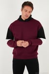 Pamuklu Relaxed Fit Kapüşonlu İçi Tüylü Yumuşak Şardonlu Erkek Sweat 5905299 VİŞNE