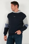 Pamuklu Relaxed Fit Kapüşonlu İçi Tüylü Yumuşak Şardonlu Erkek Sweat 5905299 KOYU LACİVERT