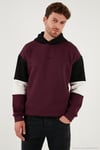 Pamuklu Relaxed Fit Kapüşonlu İçi Tüylü Yumuşak Şardonlu 2' li Paket Erkek Sweat 5905299S2 EKRU-VİŞNE