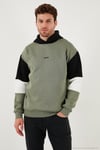 Pamuklu Relaxed Fit Kapüşonlu İçi Tüylü Yumuşak Şardonlu 2' li Paket Erkek Sweat 5905299S2 Haki-Koyu Lacivert