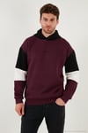 Pamuklu Relaxed Fit Kapüşonlu İçi Tüylü Yumuşak Şardonlu 2' li Paket Erkek Sweat 5905299S2 Açık Haki-Vişne