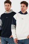 Pamuklu Relaxed Fit Kapüşonlu İçi Tüylü Yumuşak Şardonlu 2' li Paket Erkek Sweat 5905299S2 Ekru-Koyu Lacivert