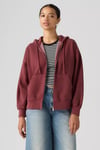 Pamuklu Relaxed Fit Kapüşonlu Kadın Sweat 005IH-0016 BORDO