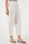 Pamuklu Relaxed Fit Normal Bel Daralan Paça Kadın Pantolon 668YP5198 TAŞ