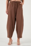 Pamuklu Relaxed Fit Normal Bel Daralan Paça Kadın Pantolon 668YP5198 KAHVE
