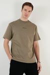 Pamuklu Relaxed Fit Sıfır Yaka Erkek T Shirt 5902702 Vizon Yeşili