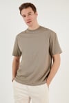 Pamuklu Relaxed Fit Sıfır Yaka Erkek T Shirt 5905446 VİZON