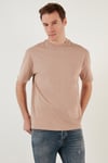 Pamuklu Relaxed Fit Sıfır Yaka Erkek T Shirt 5905446 KUM