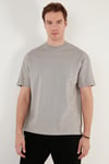 Pamuklu Relaxed Fit Sıfır Yaka Erkek T Shirt 5905446 GRİ