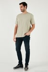 Pamuklu Relaxed Fit Sıfır Yaka Erkek T Shirt 5905446 Açık Taş