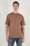 Pamuklu Relaxed Fit Sıfır Yaka Erkek T Shirt 5902702 TOPRAK