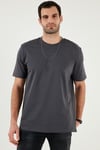 Pamuklu Relaxed Fit Sıfır Yaka Erkek T Shirt 5905446 KOYU ANTRASİT