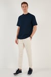 Pamuklu Relaxed Fit Sıfır Yaka Erkek T Shirt 5905446 İNDİGO