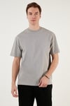 Pamuklu Relaxed Fit Sıfır Yaka Erkek T Shirt 5905446 GRİ