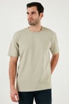 Pamuklu Relaxed Fit Sıfır Yaka Erkek T Shirt 5905446 Açık Taş