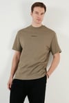 Pamuklu Relaxed Fit Sıfır Yaka Erkek T Shirt 5902702 Vizon Yeşili