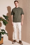 Pamuklu Relaxed Fit Sıfır Yaka Erkek T Shirt 5902702 HAKİ