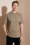 Pamuklu Relaxed Fit Sıfır Yaka Erkek T Shirt 5902702 Vizon Yeşili